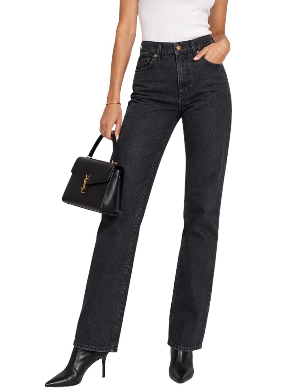 Saint Laurent D36 90s High Waist Black Jeans Size 29 Made Italy